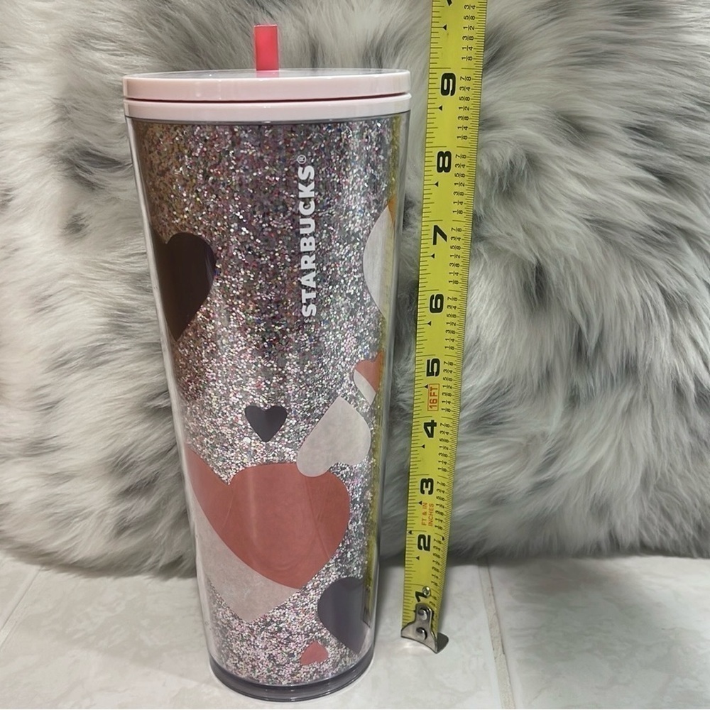 Starbucks Pink Glitter Limited Edition Valentine’s Hearts 24oz Tumbler New - Picture 16 of 17